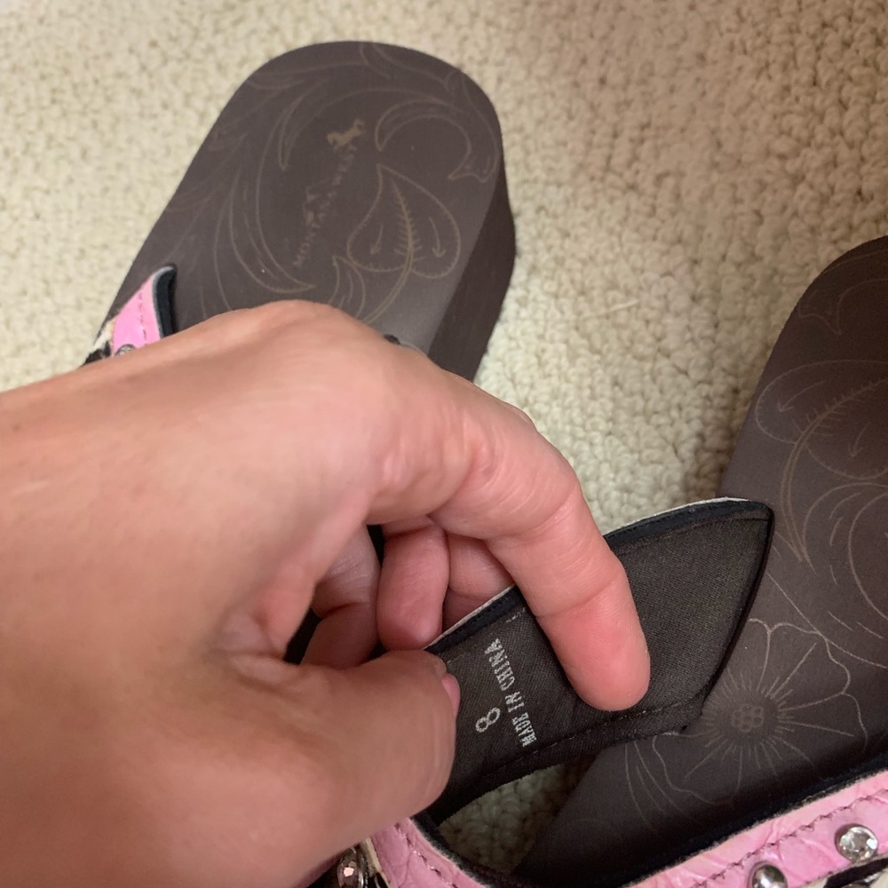 Montana West Cross Pink Zebra Bling Flip Flops View 6